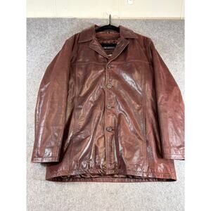 Whet Blu Leather Biker Jacket Mens Medium Brown Thinsulate Quilt Lined Moto